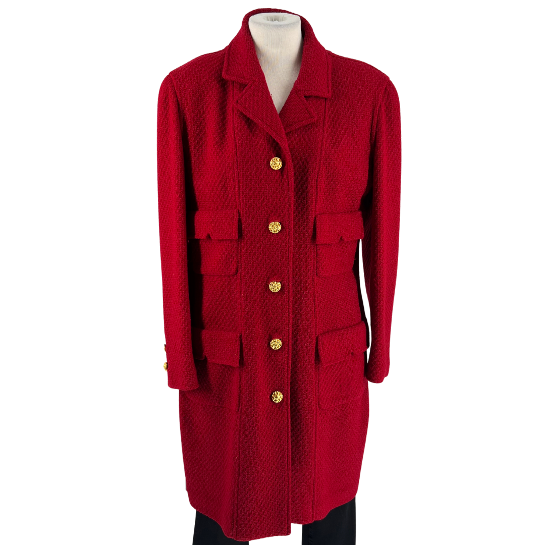 Chanel Red Gold Coat