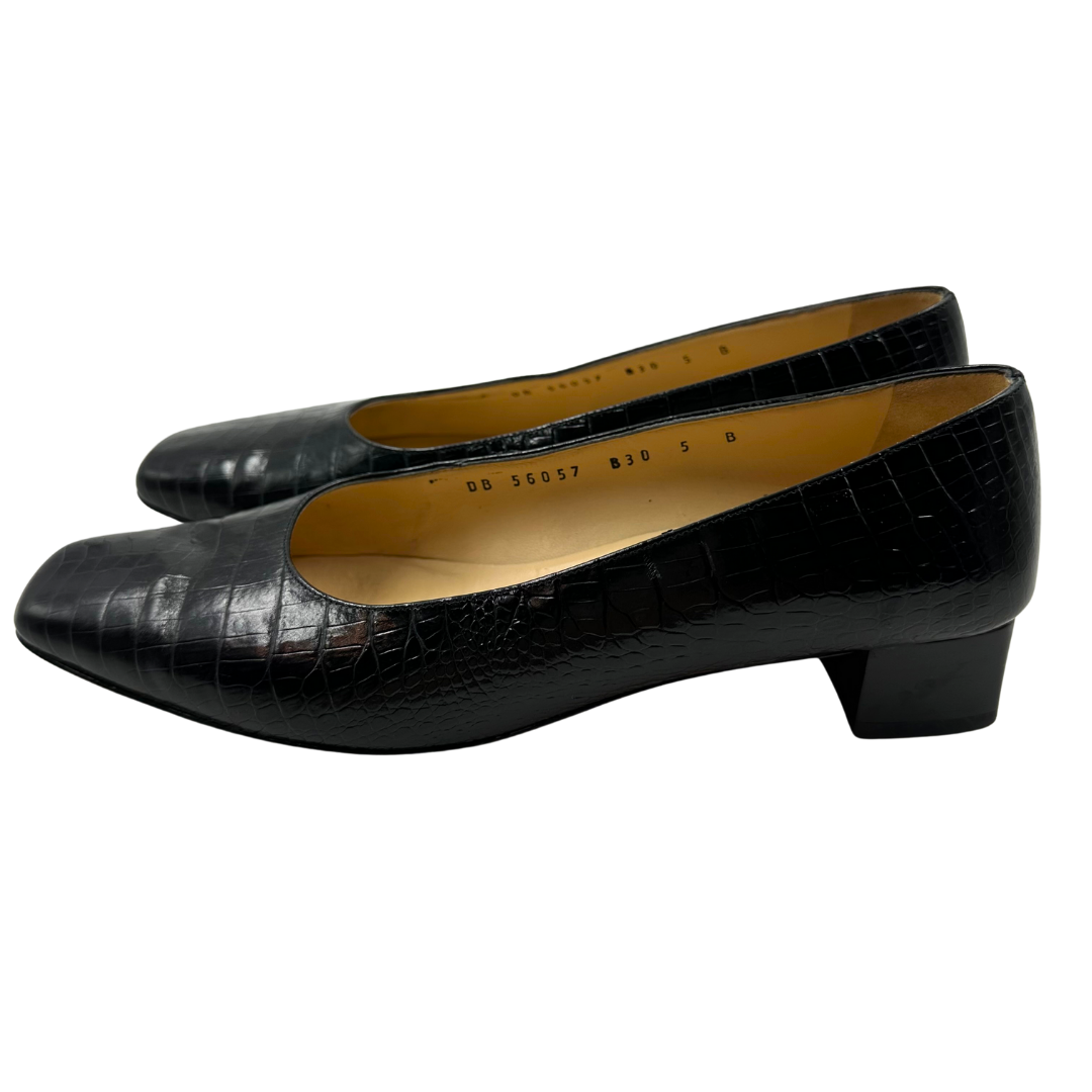 Ferragamo 5 Black Leather Heels