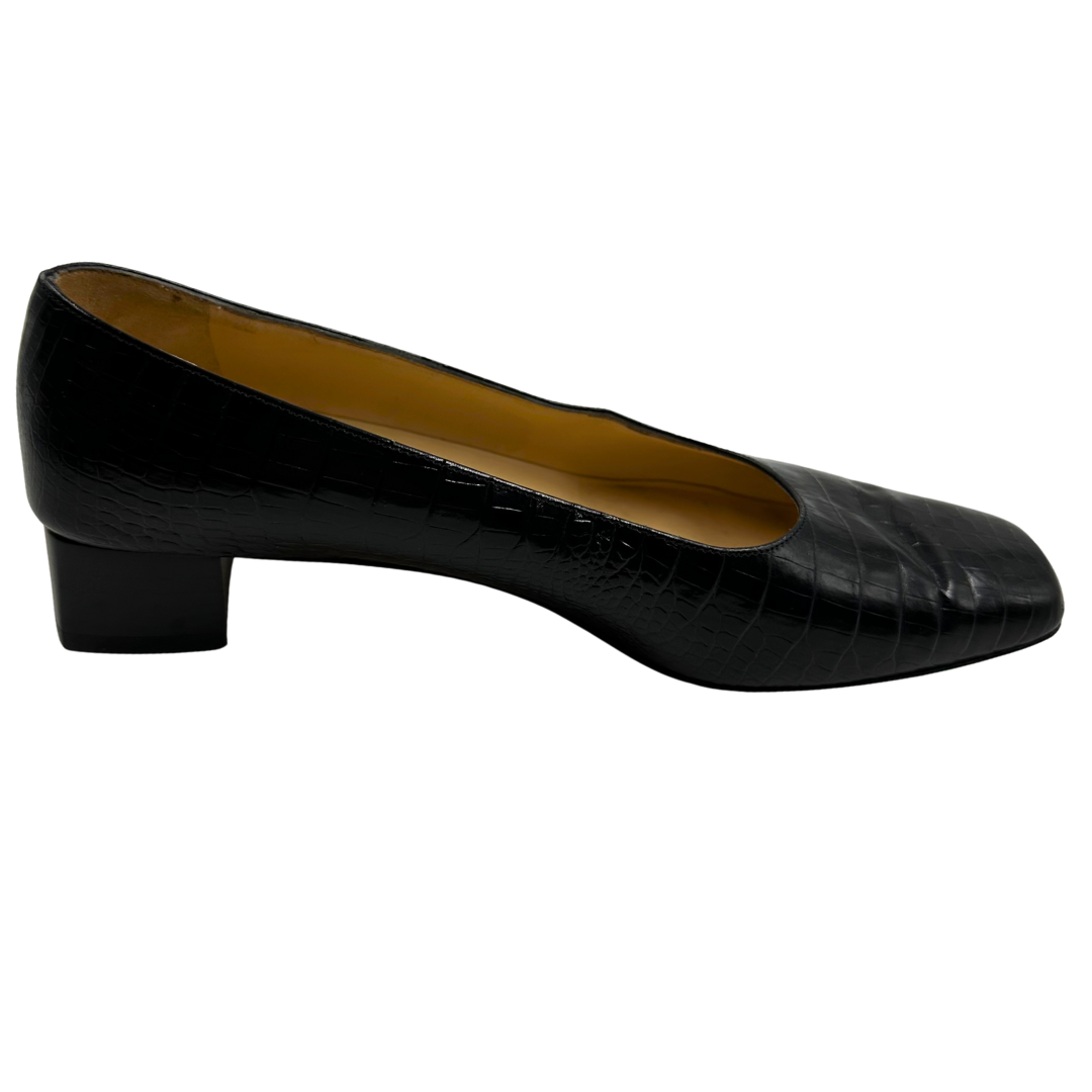 Ferragamo 5 Black Leather Heels