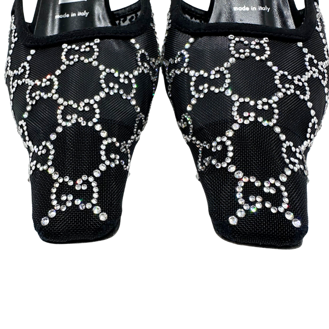 Gucci 40 Black Sequin Slingbacks