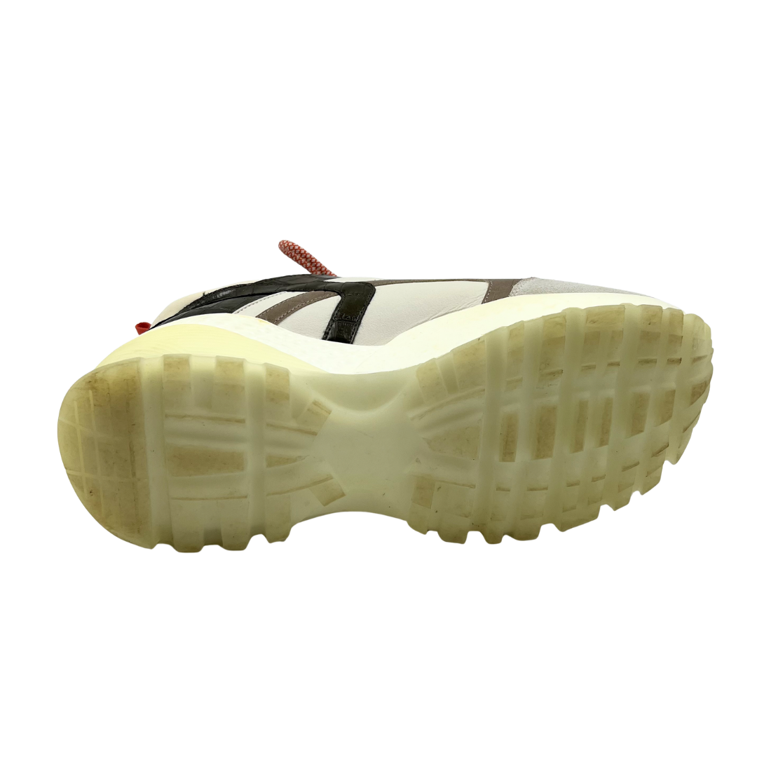massimo santini 40 Ivory/Green Leather Sneakers