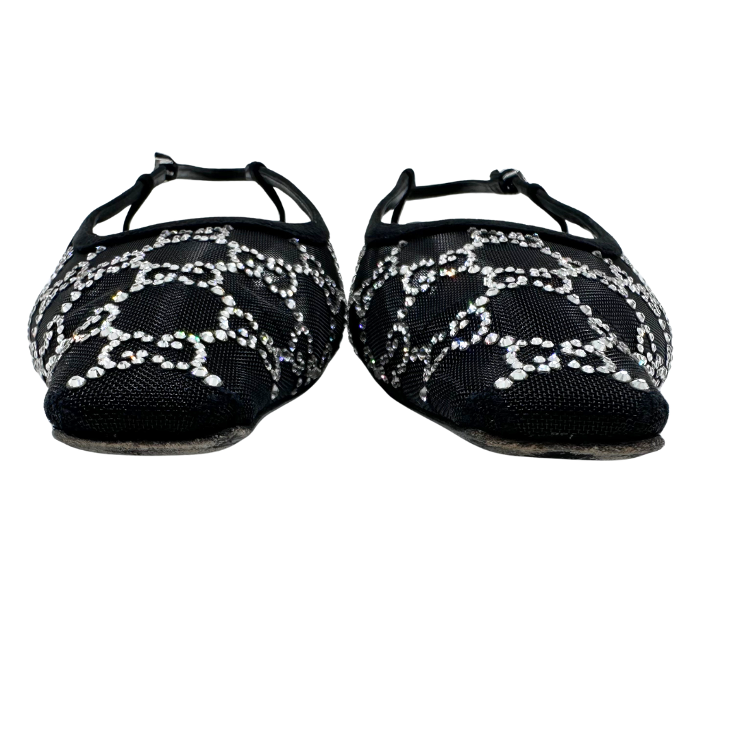 Gucci 40 Black Sequin Slingbacks