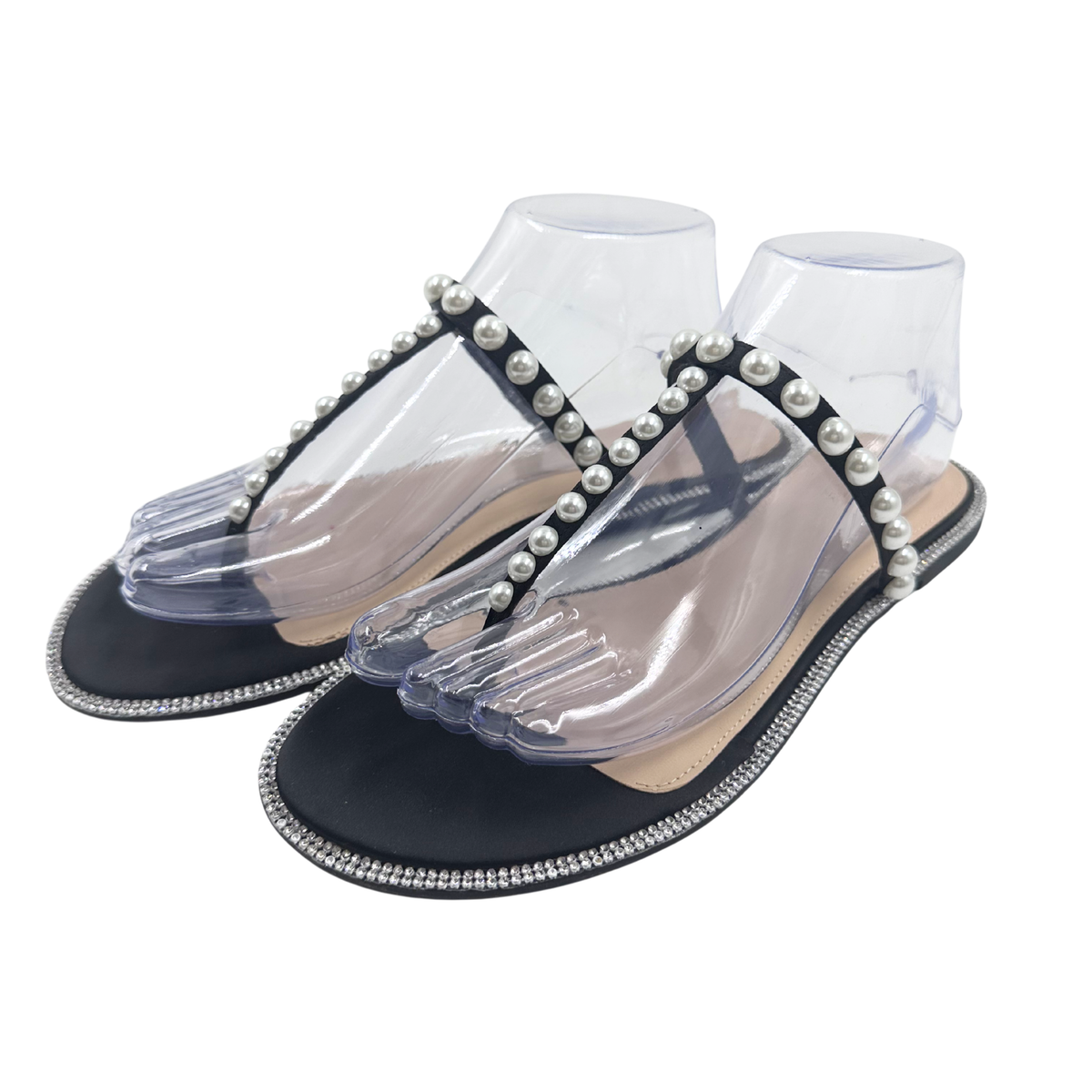 Jewel Badgley Mischka 9 Black/White Flip Flop