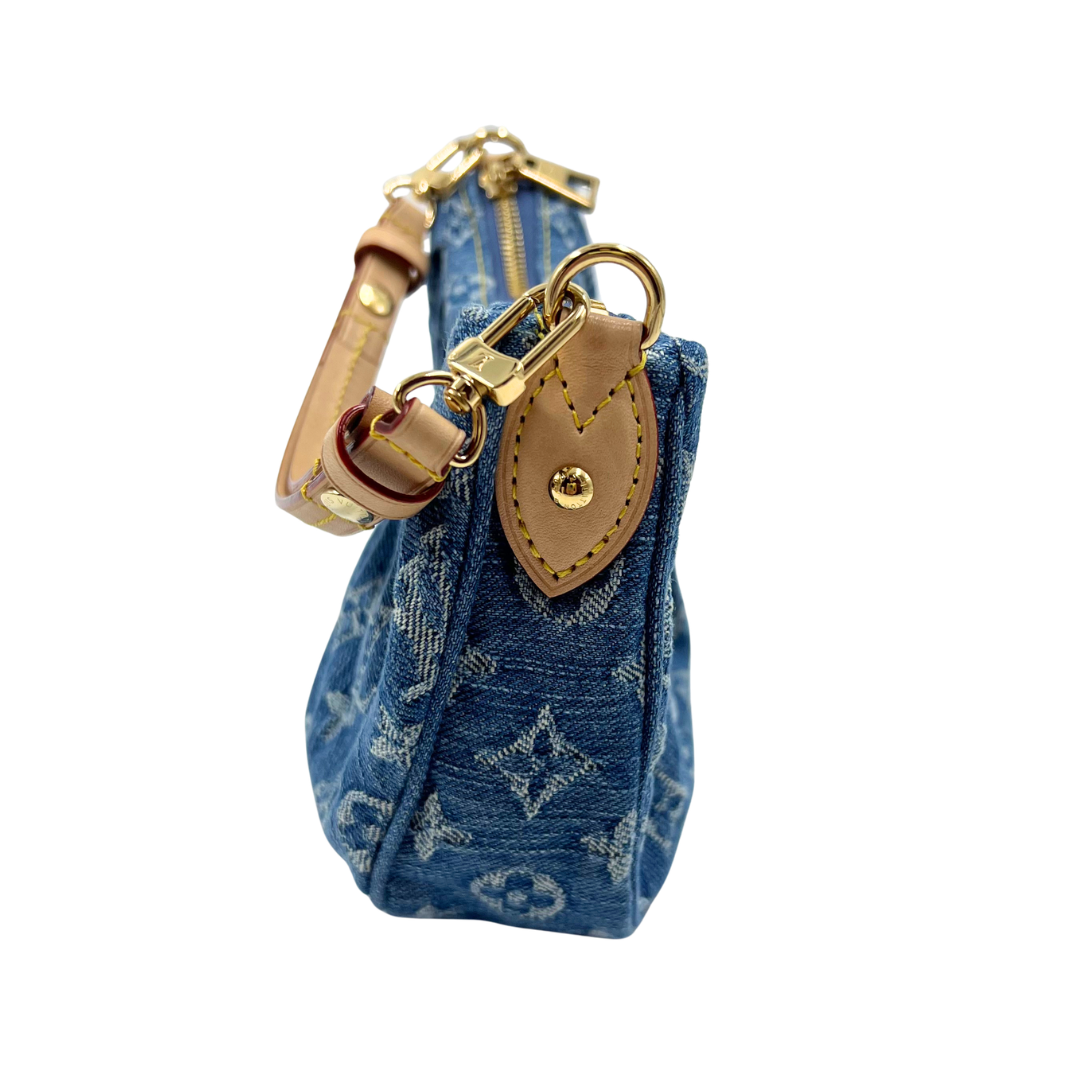 Louis Vuitton Monogram Denim Pochette Valley Blue