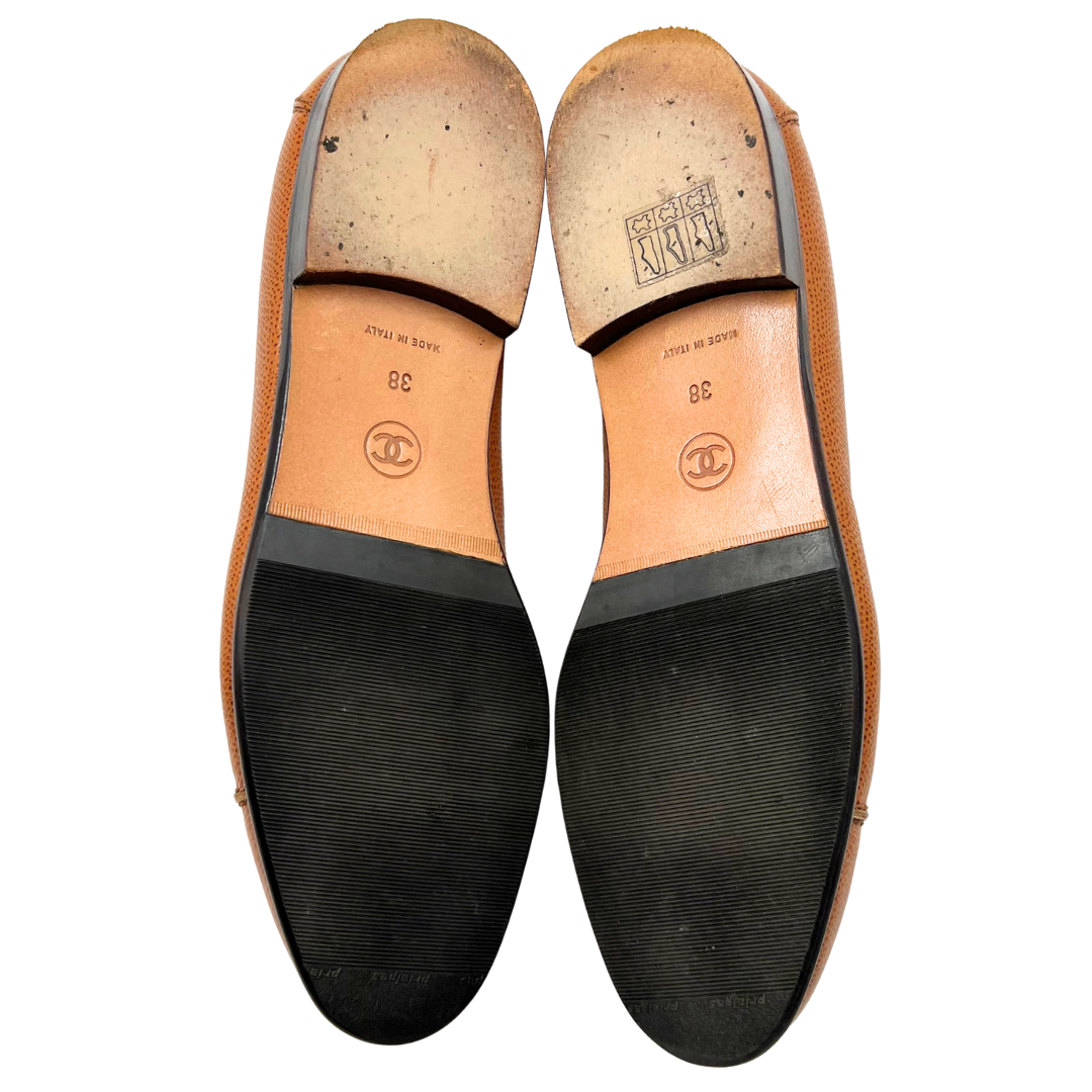 Chanel 8 38 Brown multi Leather Flats