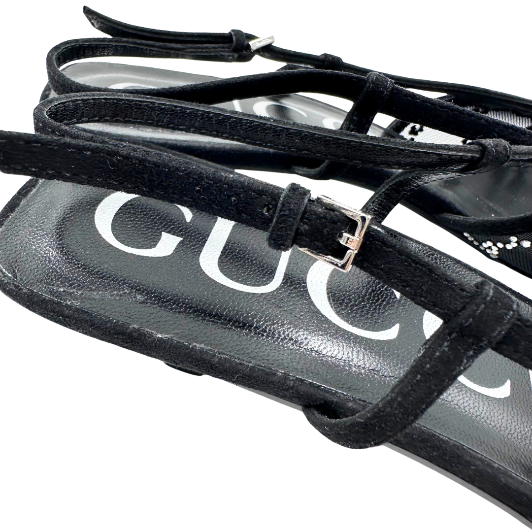 Gucci 40 Black Sequin Slingbacks