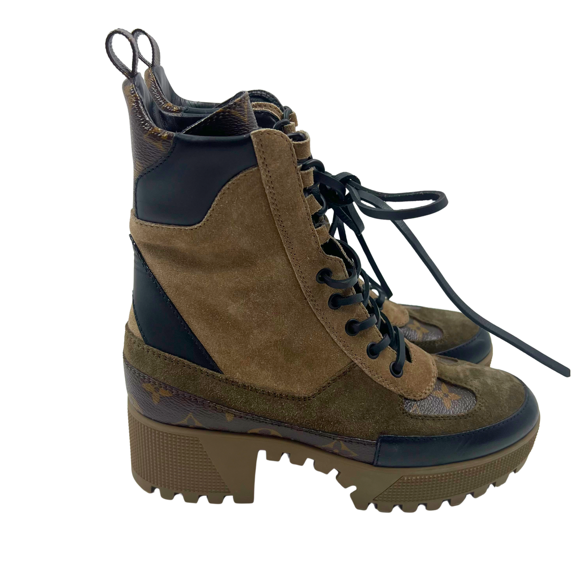 Louis Vuitton taupe/brown Suede Boots Combat boots