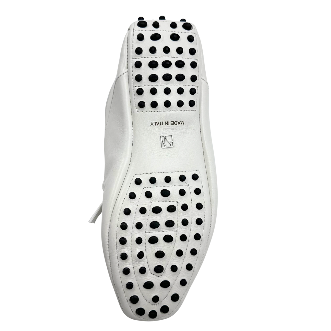 Essen 37 White Leather Flats