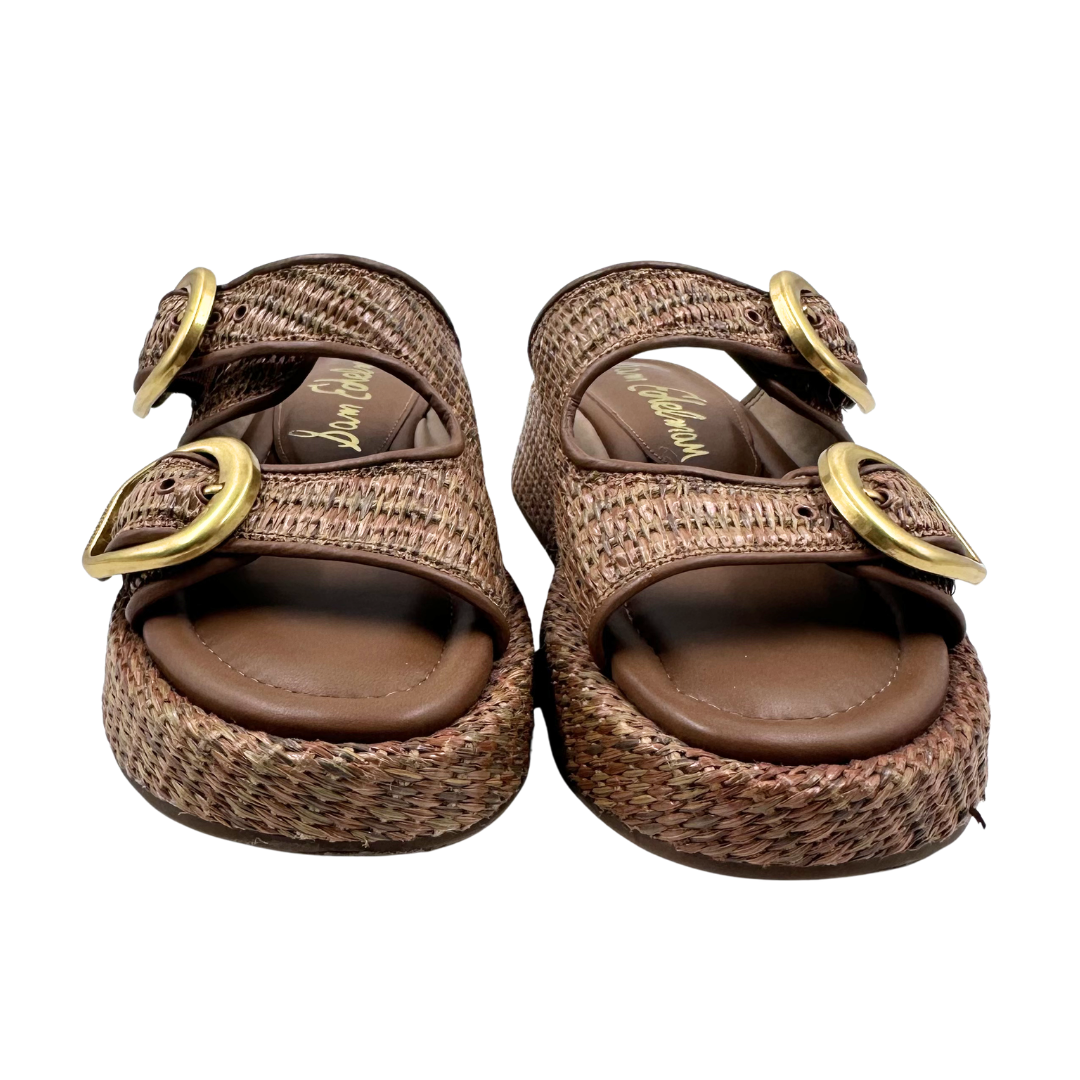 Sam Edelman 6 Tan/Brown Faux Leather Slides
