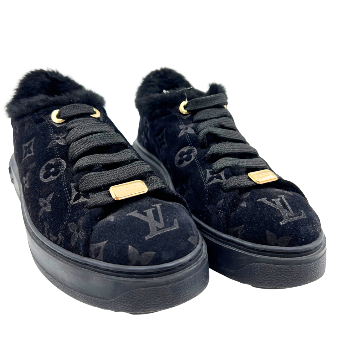 Louis Vuitton 37 Black/Gold shearling/suede Sneakers