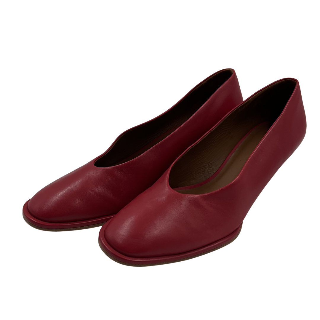 Reformation 7 Red Leather Gracelynn Heels