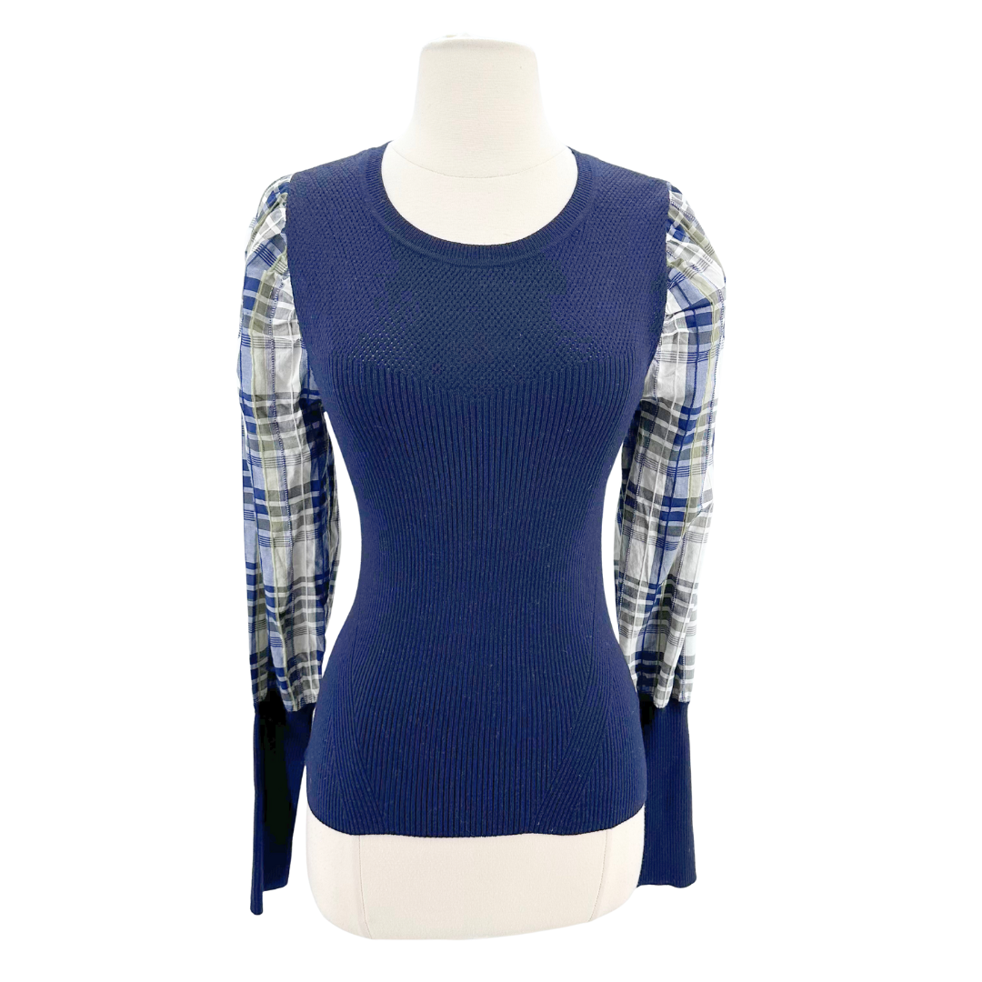 Veronica Beard Size S Navy Multi Knit Top