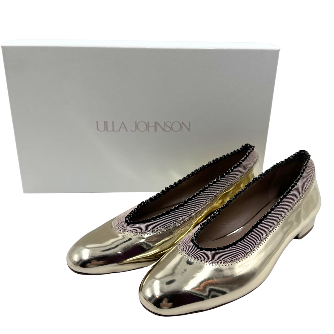 Ulla Johnson 38 Gold Elise Ruffle Ballet Flats