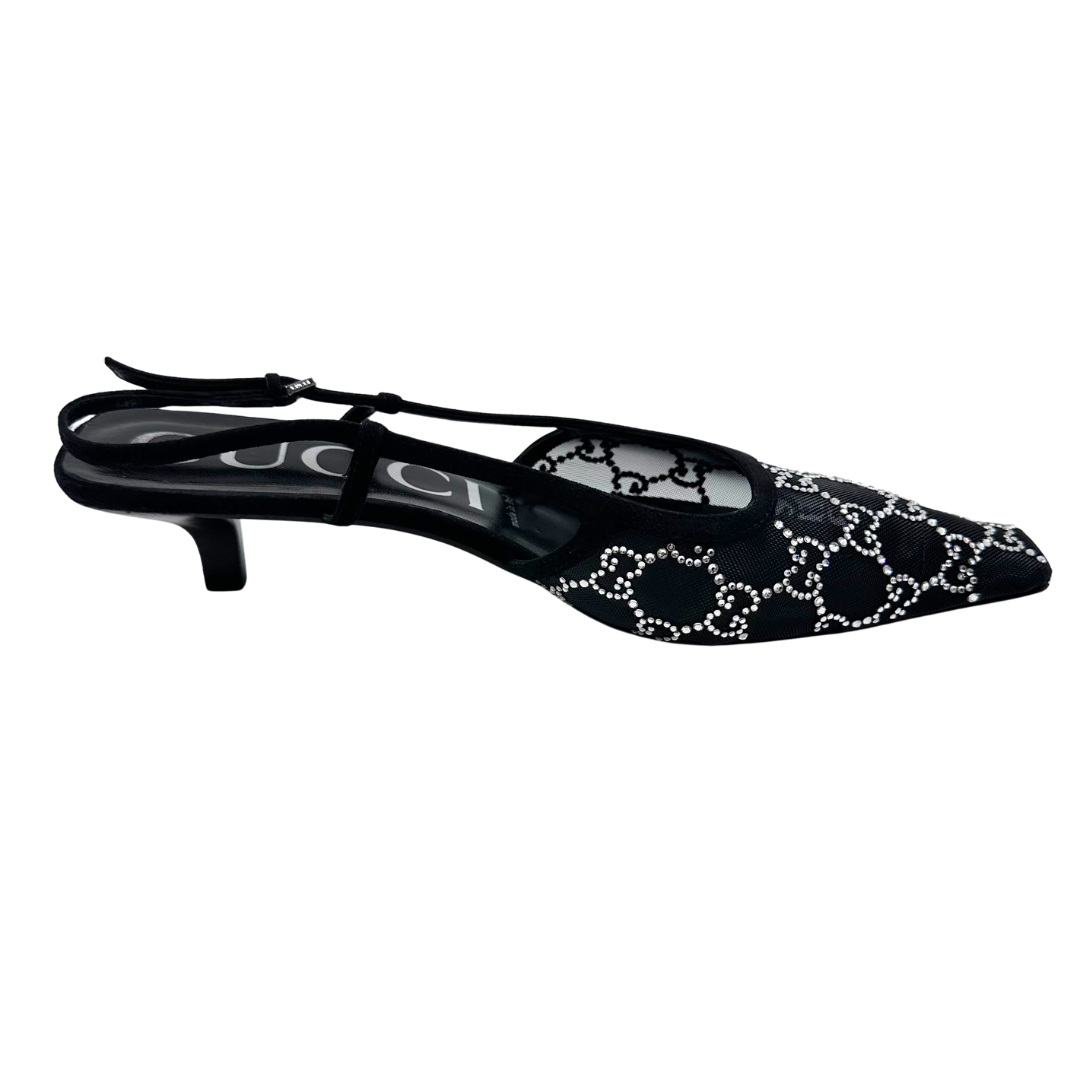 Gucci 40 Black Sequin Slingbacks