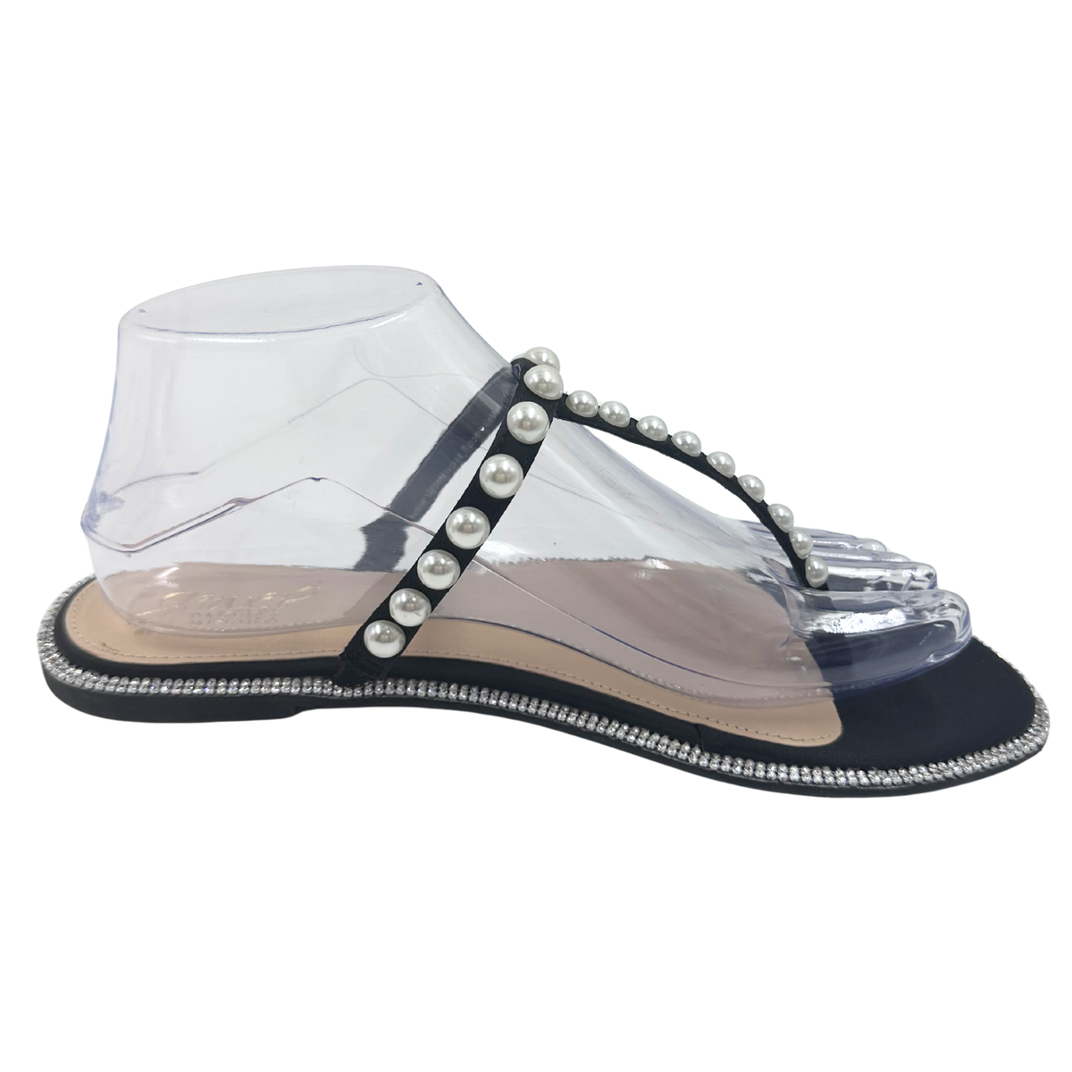 Jewel Badgley Mischka 9 Black/White Flip Flop