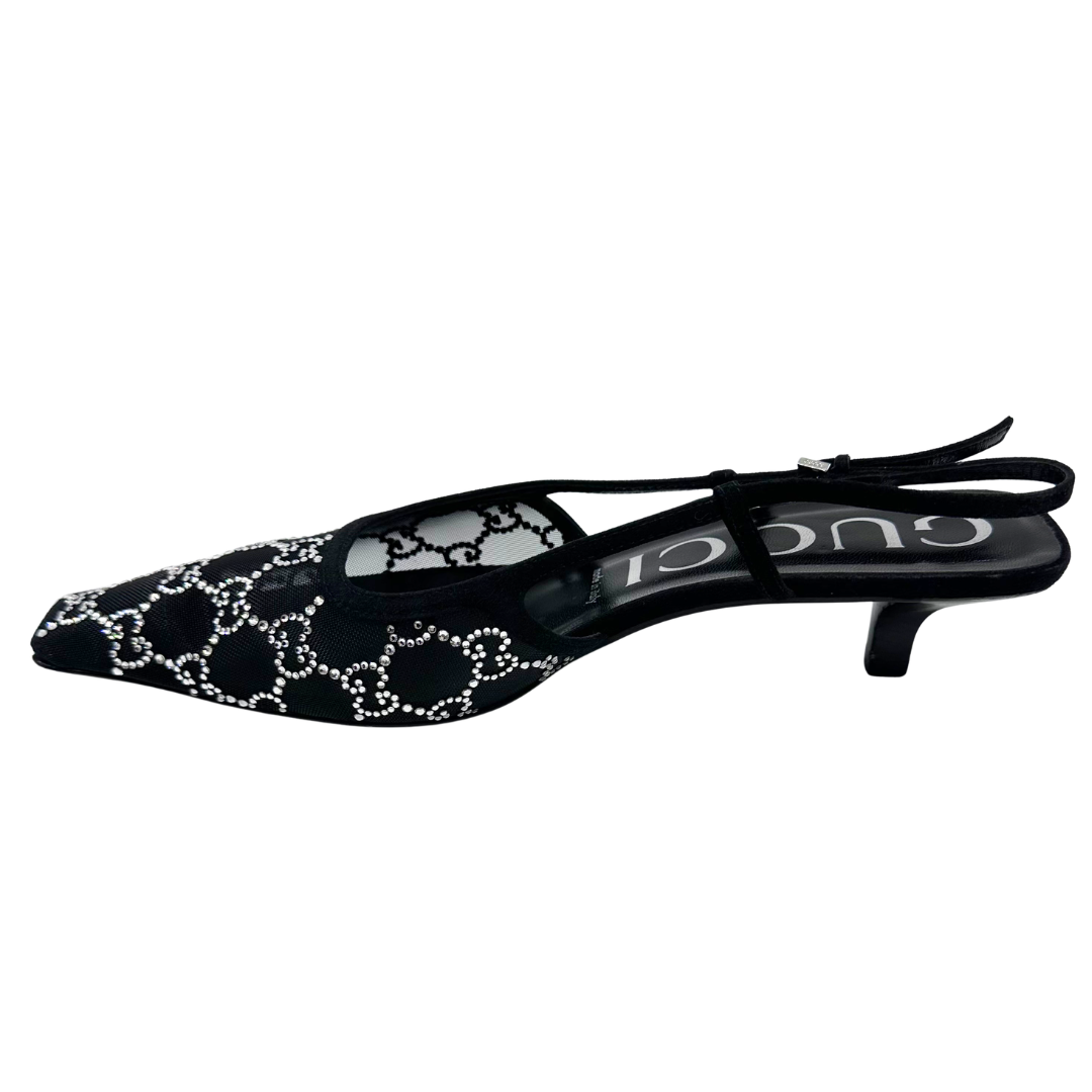 Gucci 40 Black Sequin Slingbacks