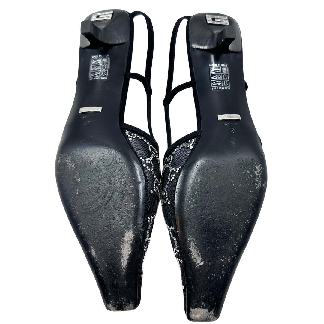 Gucci 40 Black Sequin Slingbacks