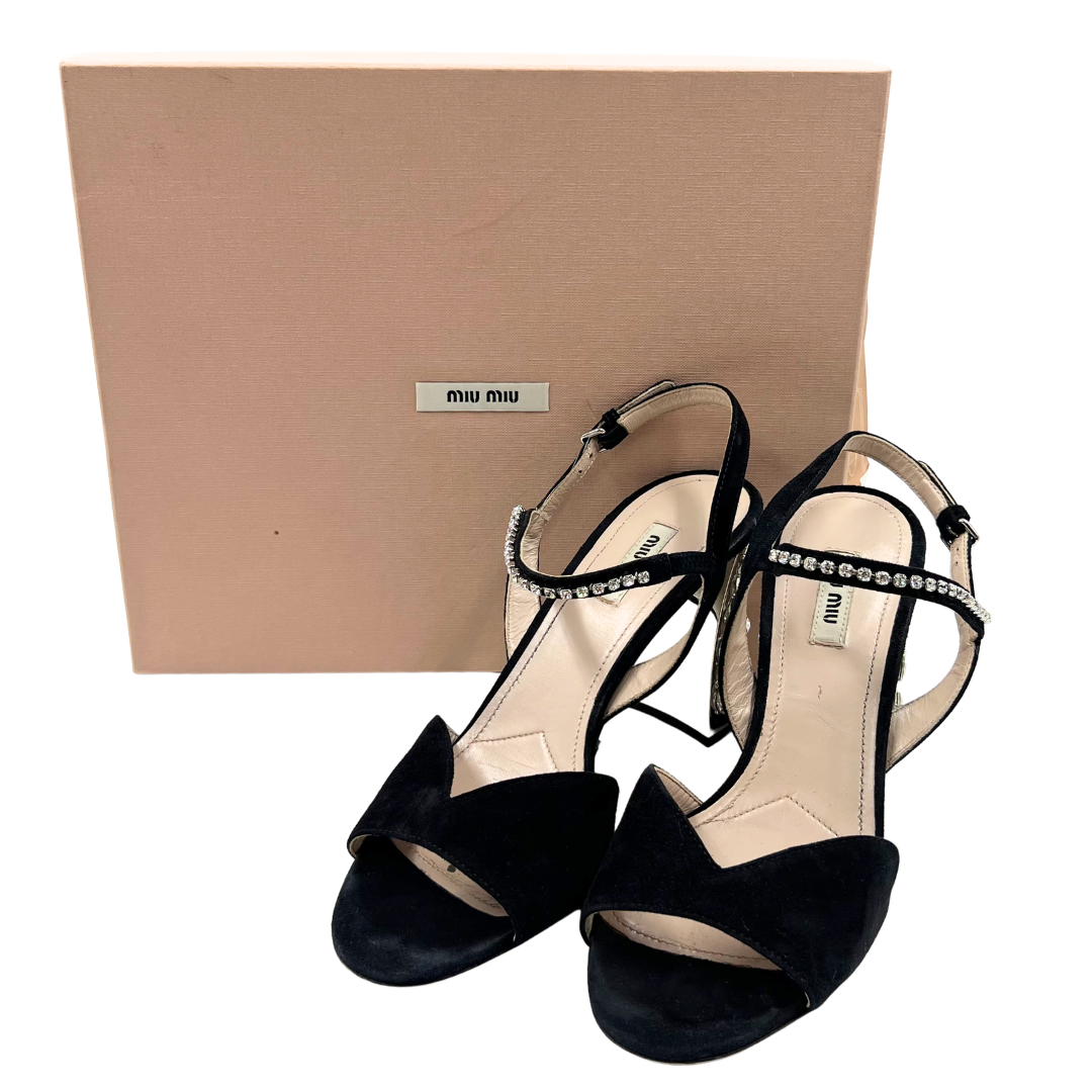 Miu Miu 9 40 Black Suede Heels