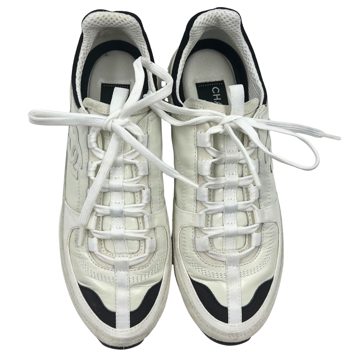 Chanel 8 38 Cream Leather Sneakers
