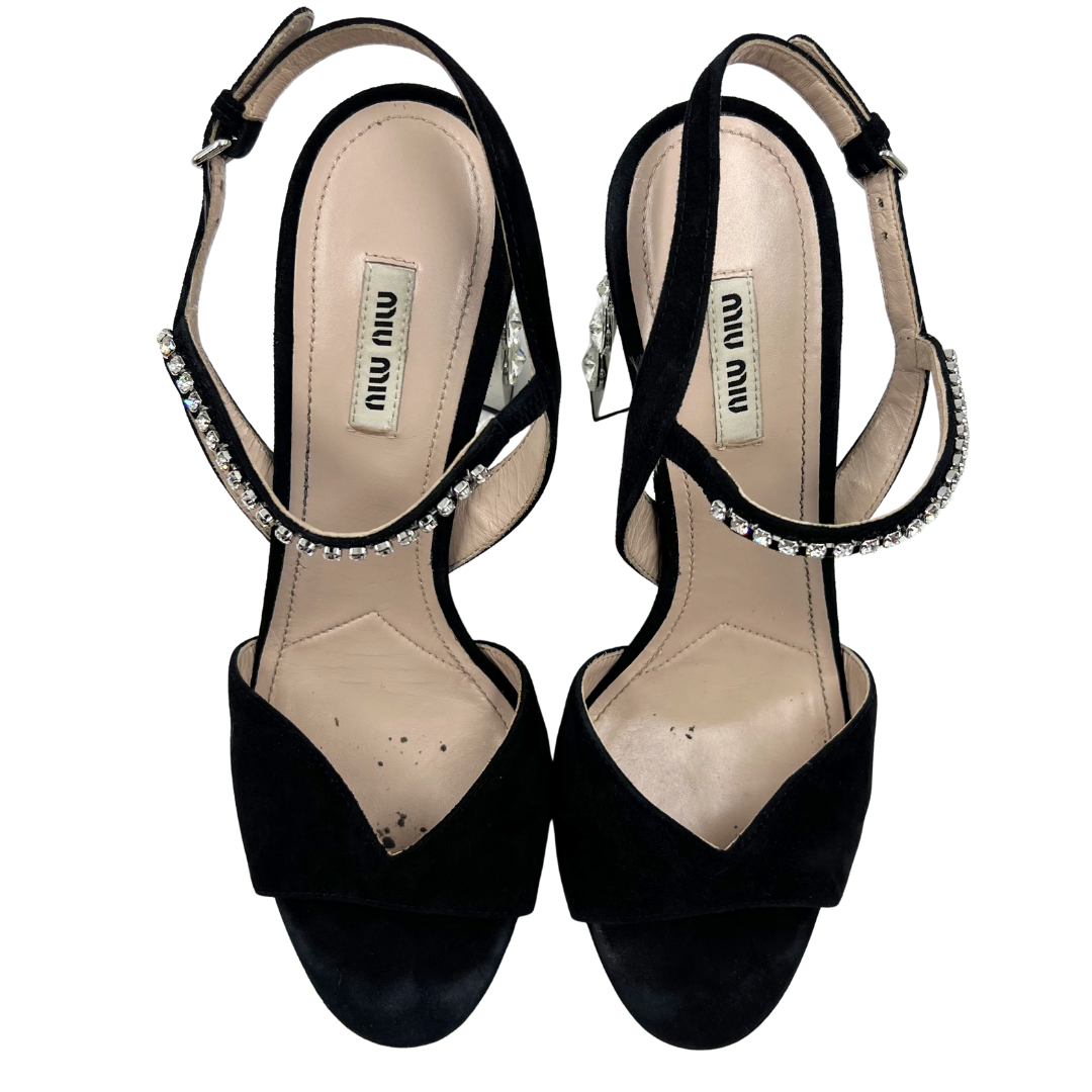 Miu Miu 9 40 Black Suede Heels
