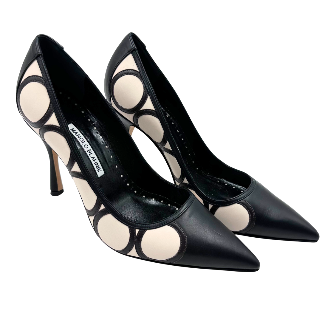 Manolo Blahnik 10 41 black/brown/white Leather Pumps