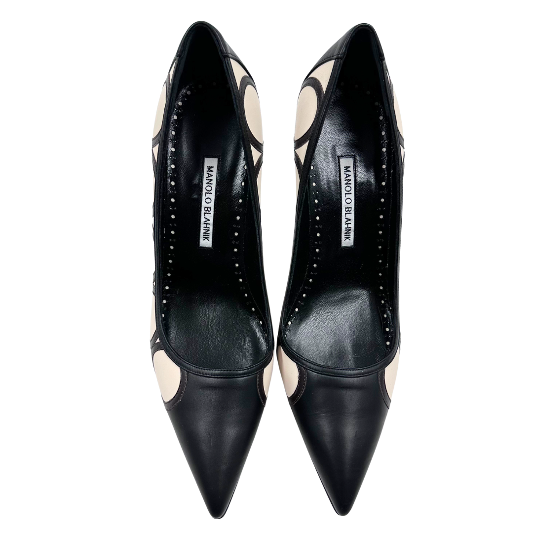 Manolo Blahnik 10 41 black/brown/white Leather Pumps