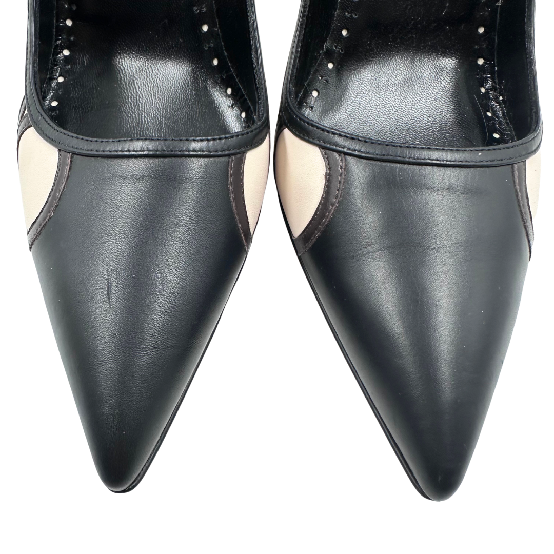 Manolo Blahnik 10 41 black/brown/white Leather Pumps