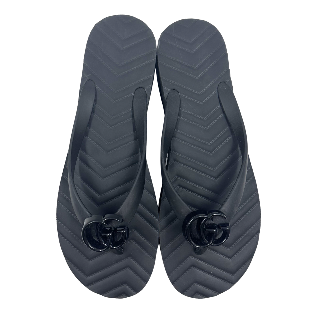 Gucci 39 Black Flip Flops