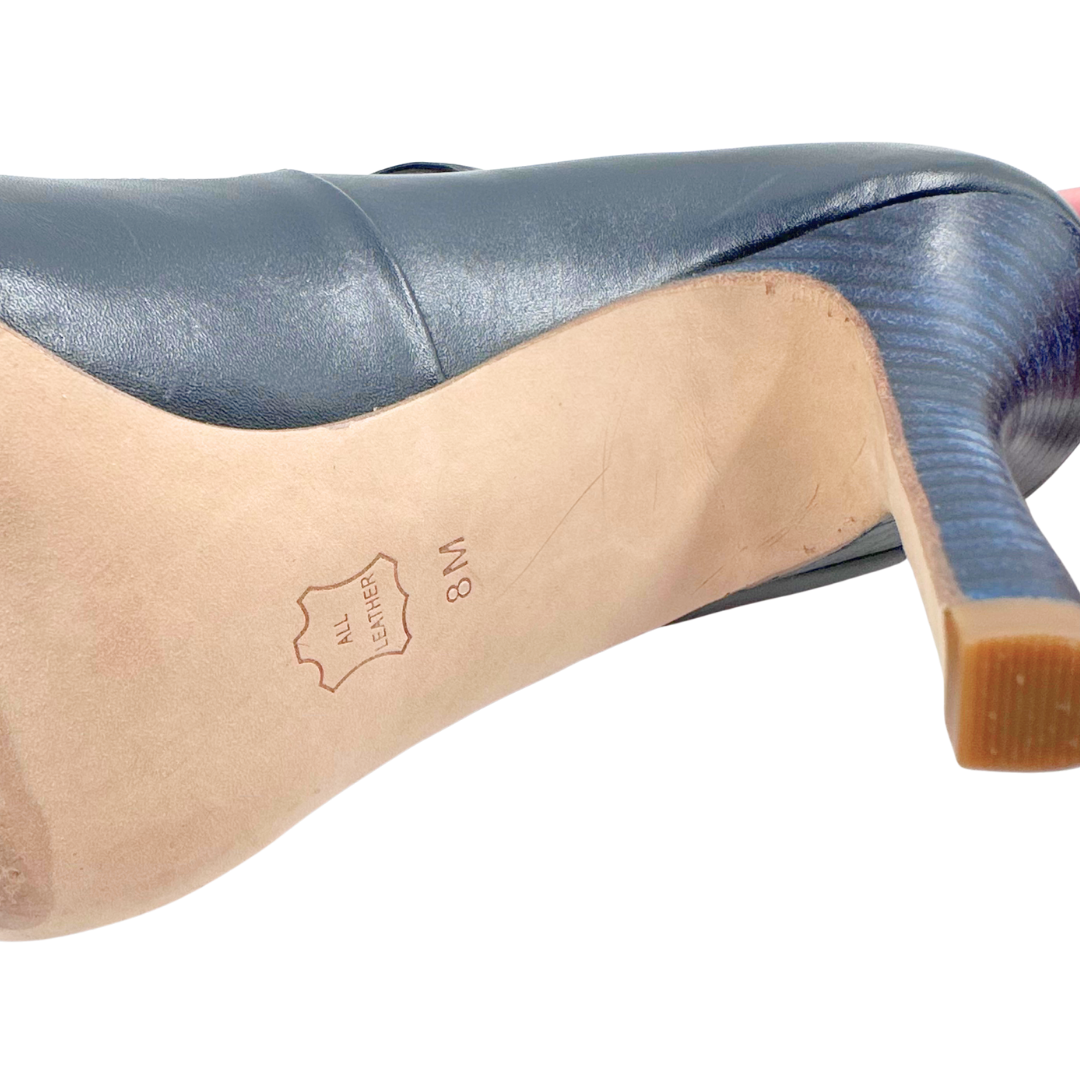 Tory Burch 8 Navy Leather Heels