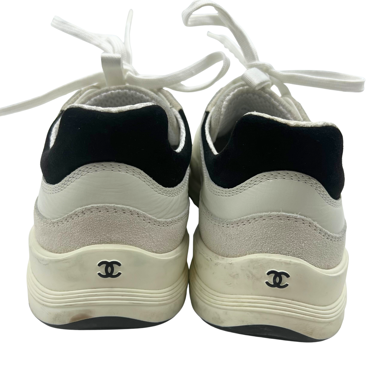 Chanel 8 38 Cream Leather Sneakers