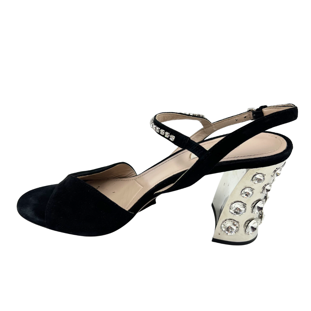 Miu Miu 9 40 Black Suede Heels