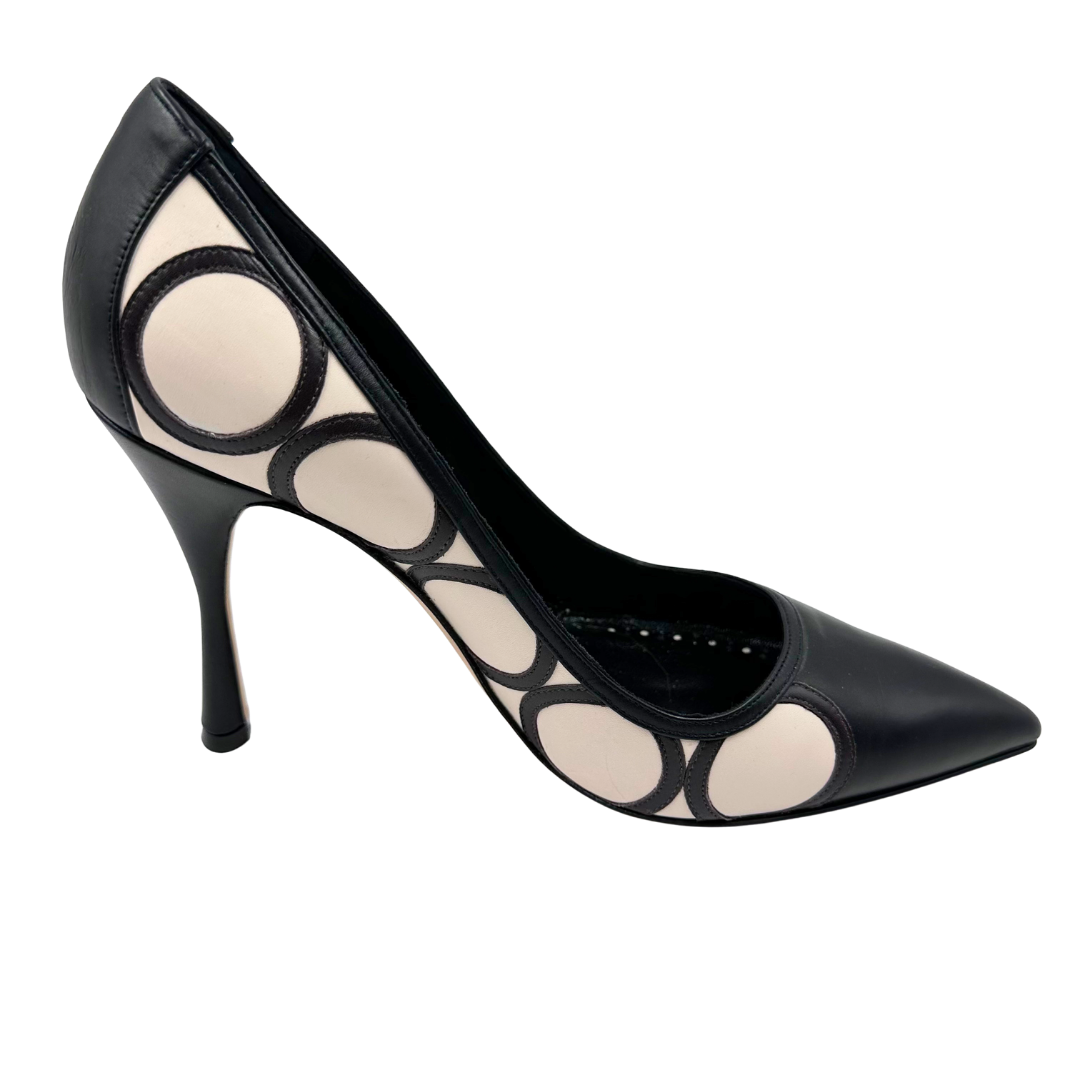 Manolo Blahnik 10 41 black/brown/white Leather Pumps