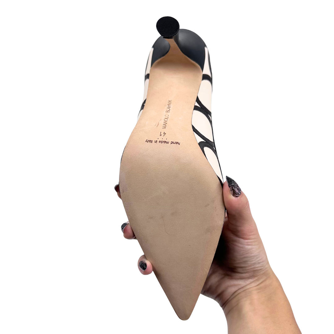 Manolo Blahnik 10 41 black/brown/white Leather Pumps