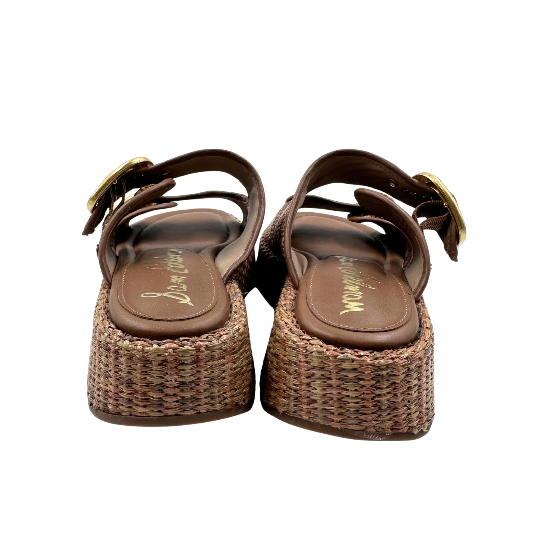 Sam Edelman 6 Tan/Brown Faux Leather Slides