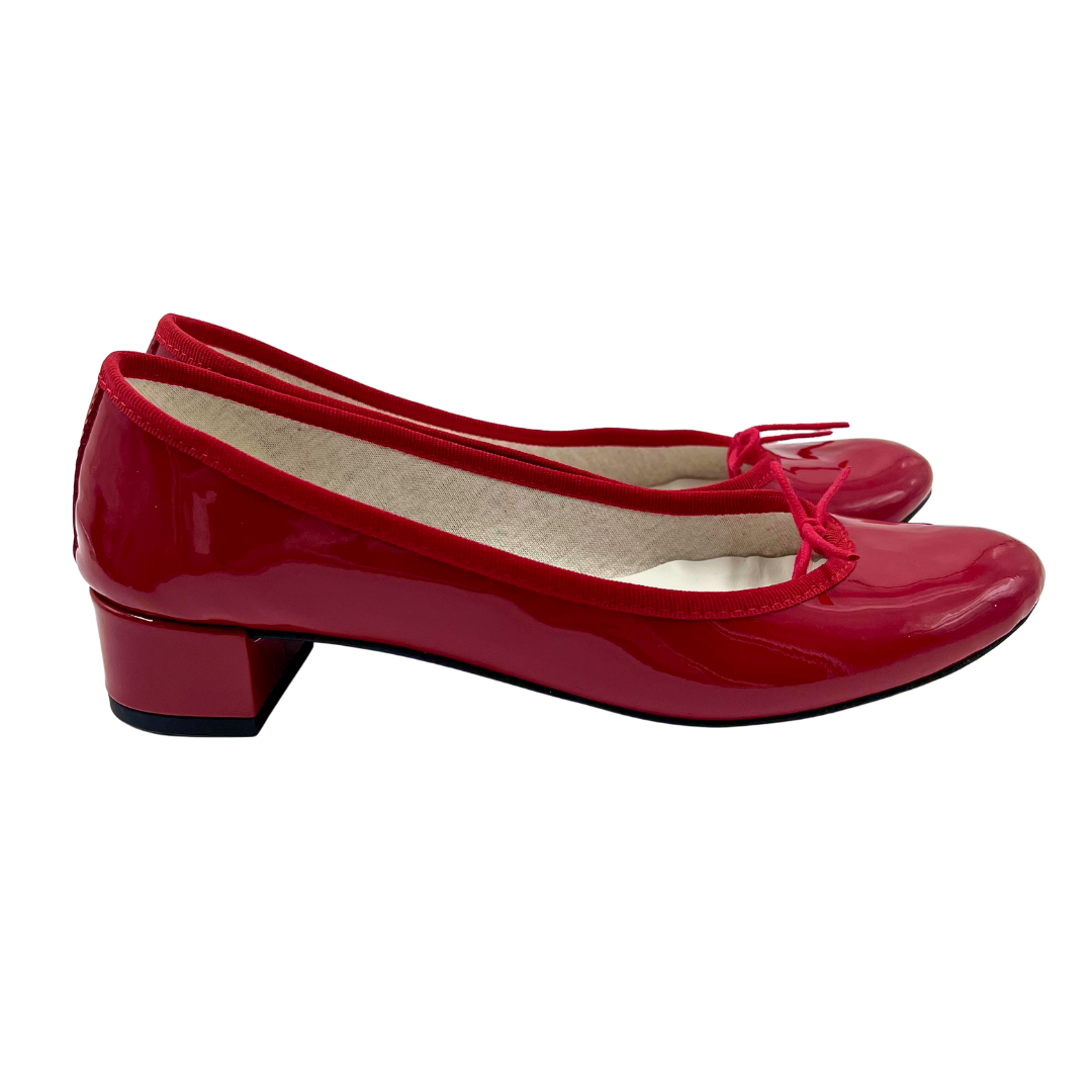 REPETTO 7.5 37.5 Red Patent Leather Flats
