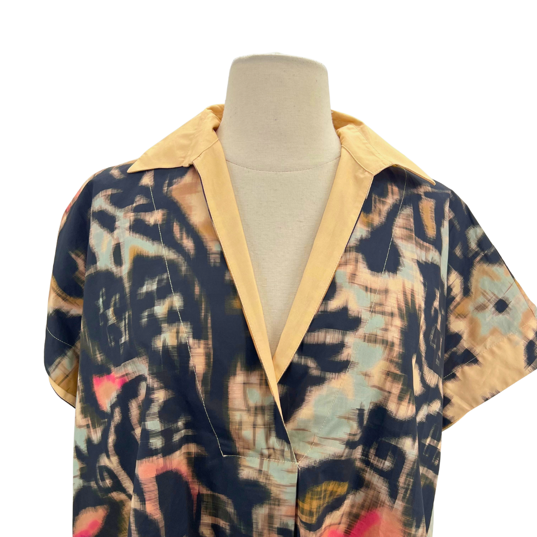 Psophia tan/multi Button up