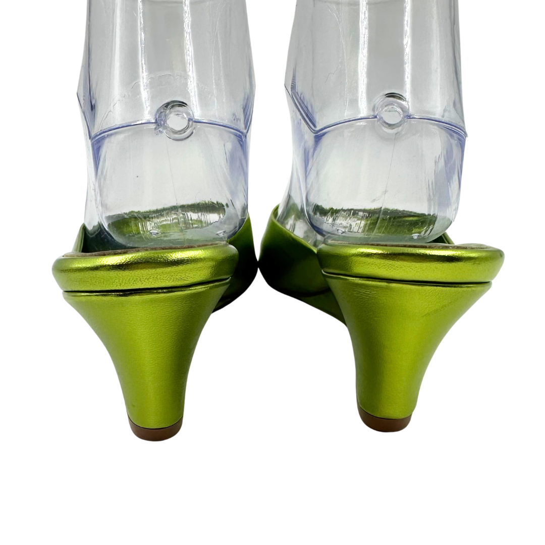Jamie Haller 7 Chartreuse Leather Slides