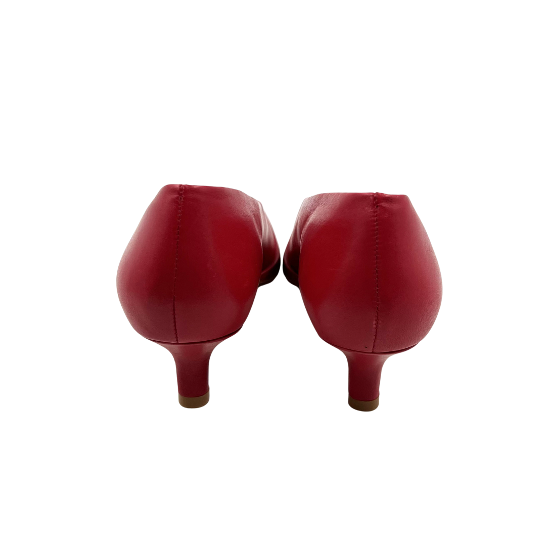 Reformation 7 Red Leather Gracelynn Heels