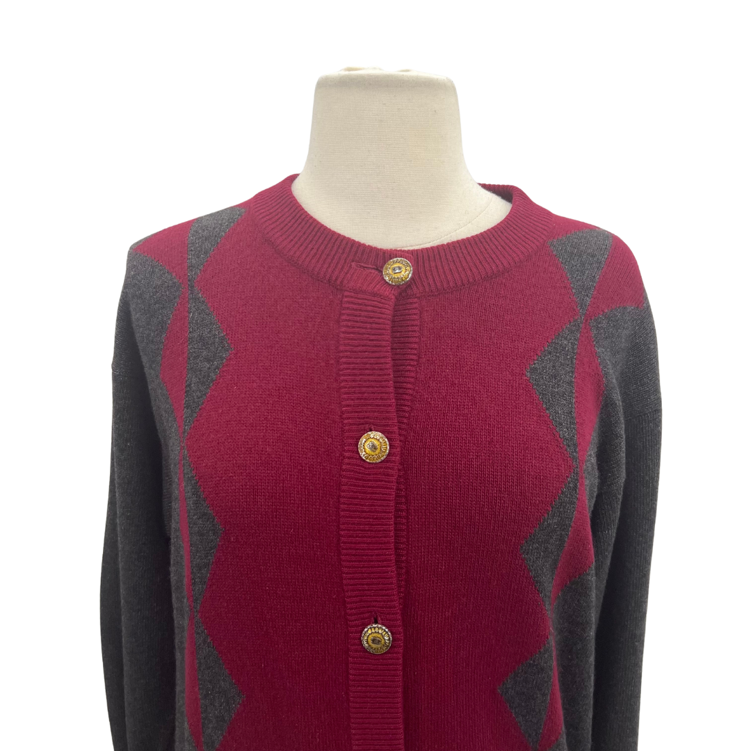 Chanel Burgundy/Grey Cardigan