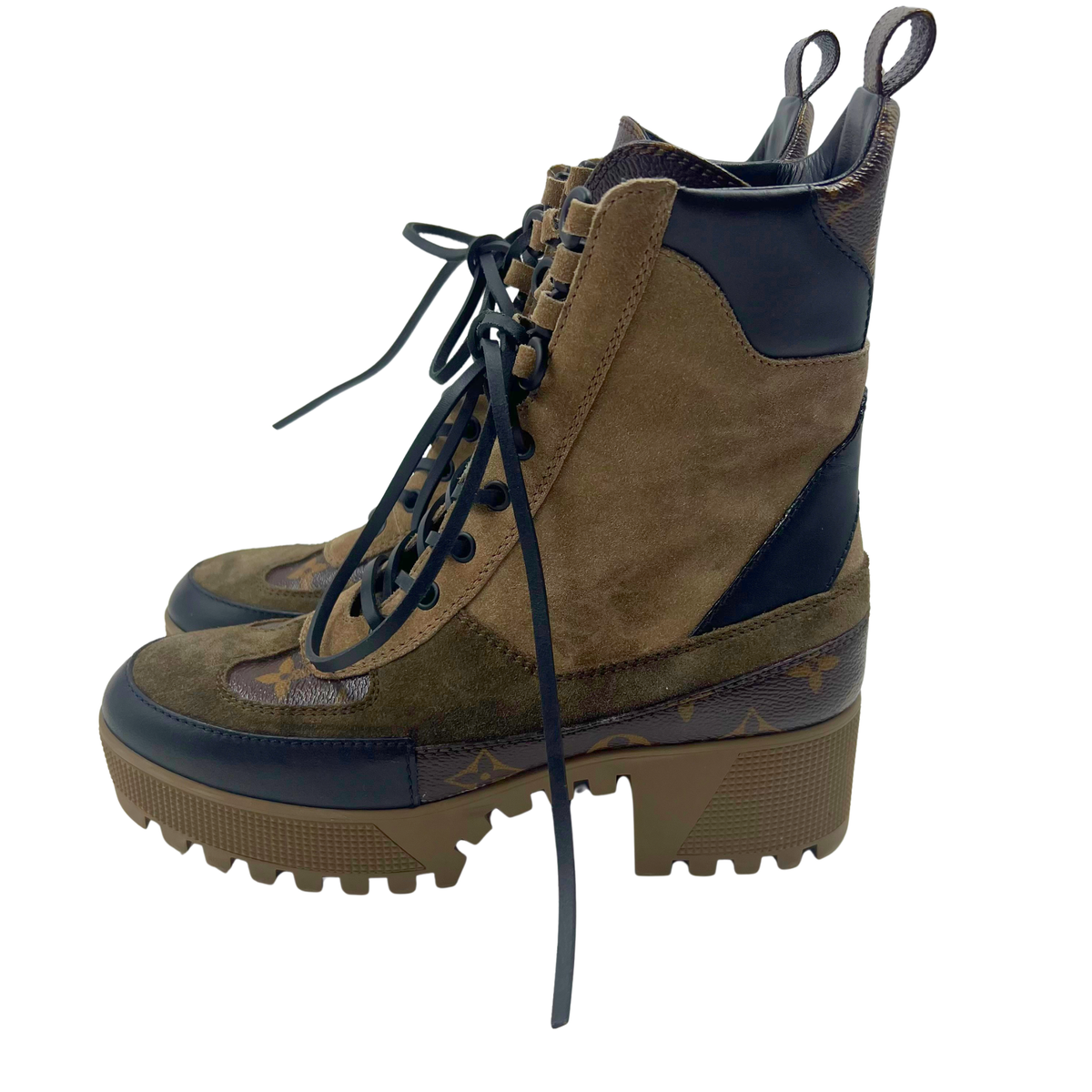 Louis Vuitton taupe/brown Suede Boots Combat boots