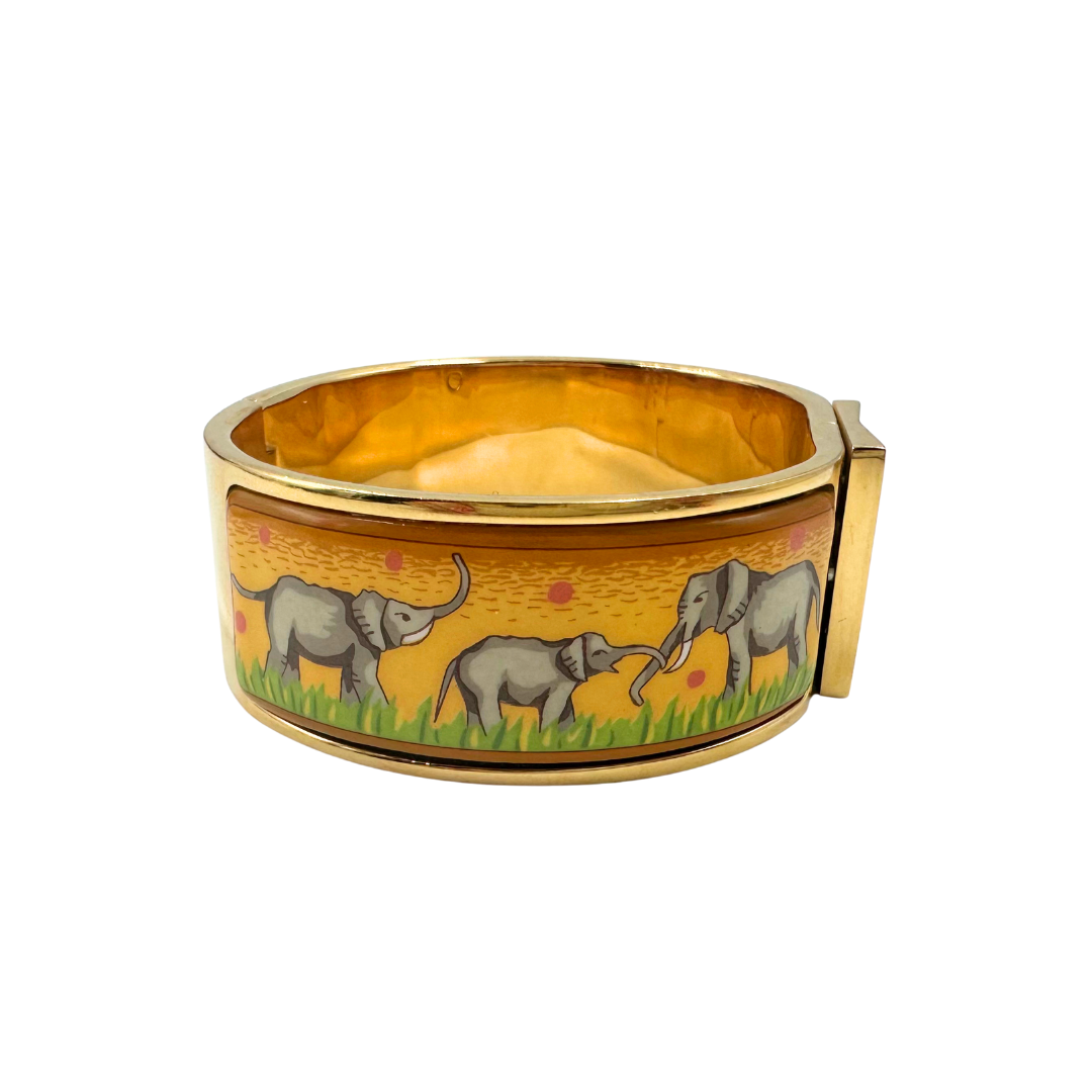 Hermes Clic Clac Vintage Printed Enamel PM Bracelet