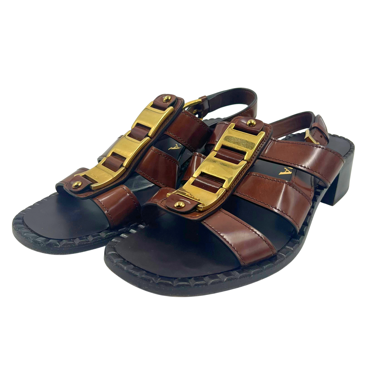Prada 40.5 Brown/Black Sandals