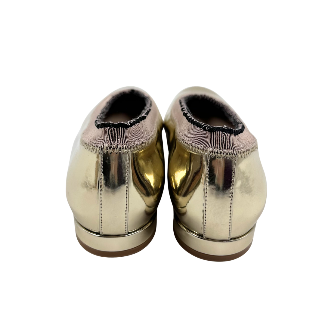 Ulla Johnson 38 Gold Elise Ruffle Ballet Flats