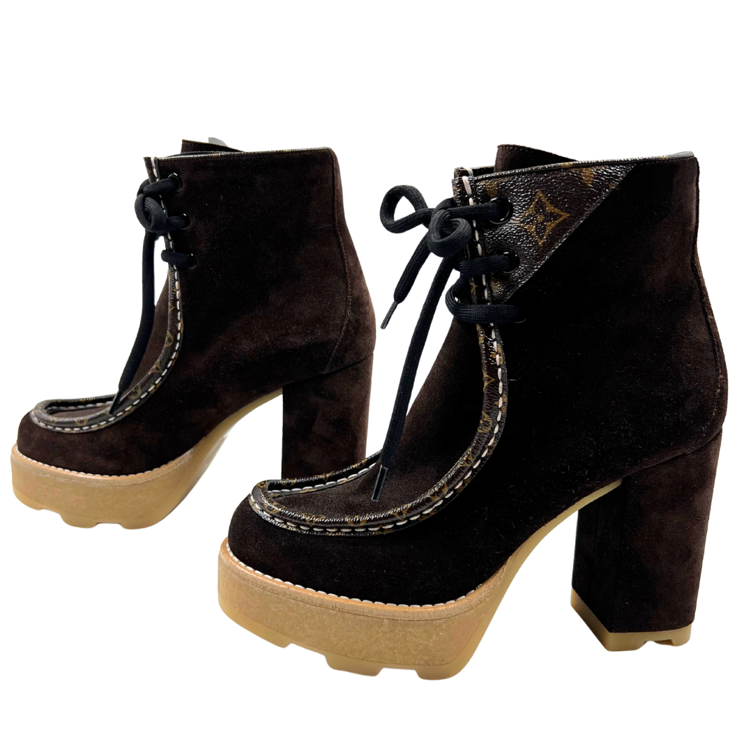 Louis Vuitton 7.5 37.5 Suede Booties