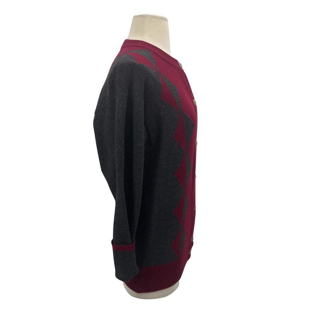 Chanel Burgundy/Grey Cardigan