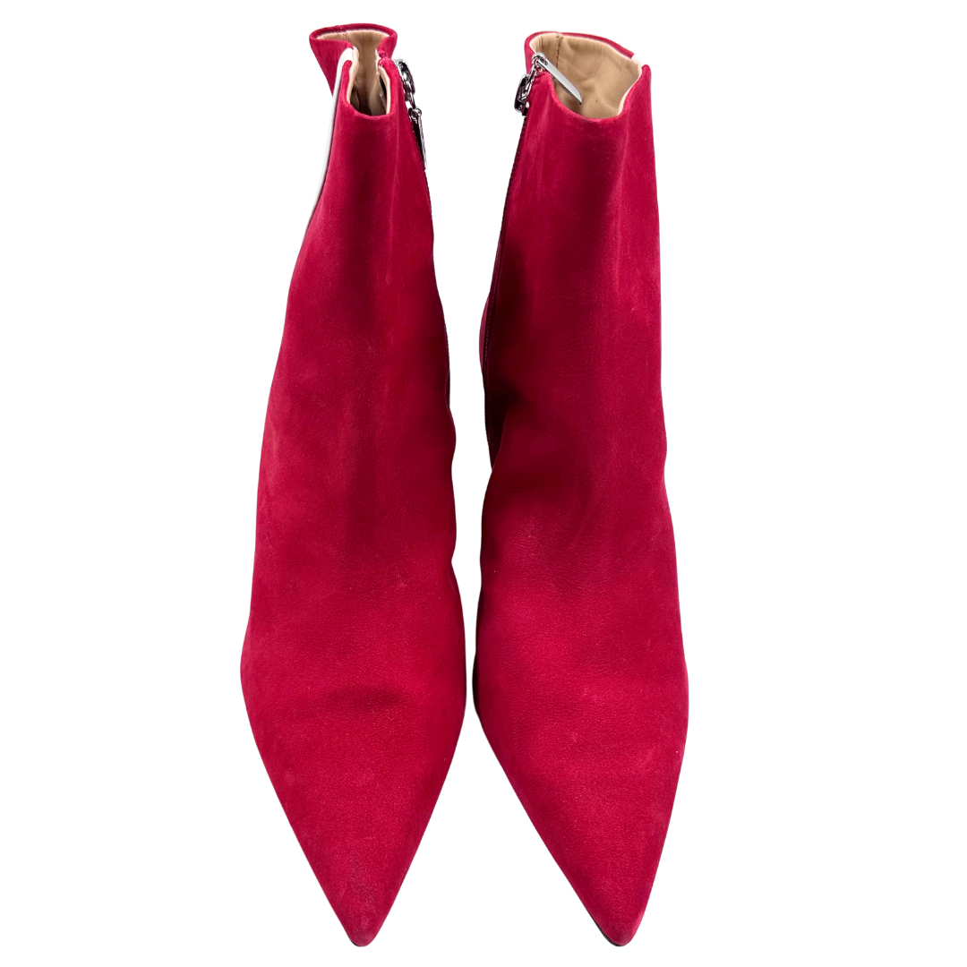 Schutz 10 red/white Suede Booties