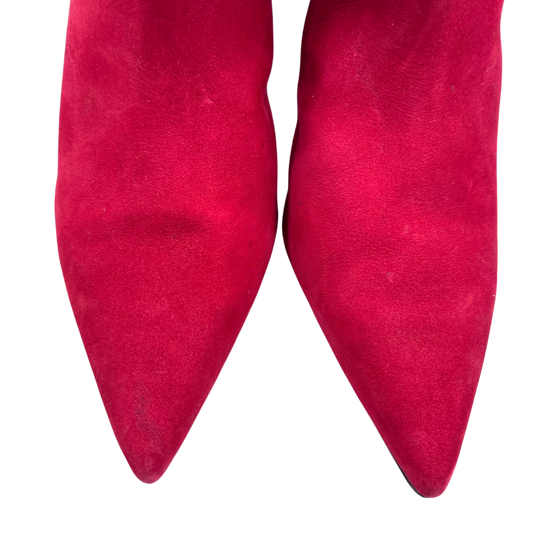 Schutz 10 red/white Suede Booties