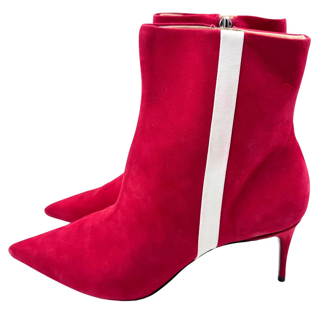 Schutz 10 red/white Suede Booties