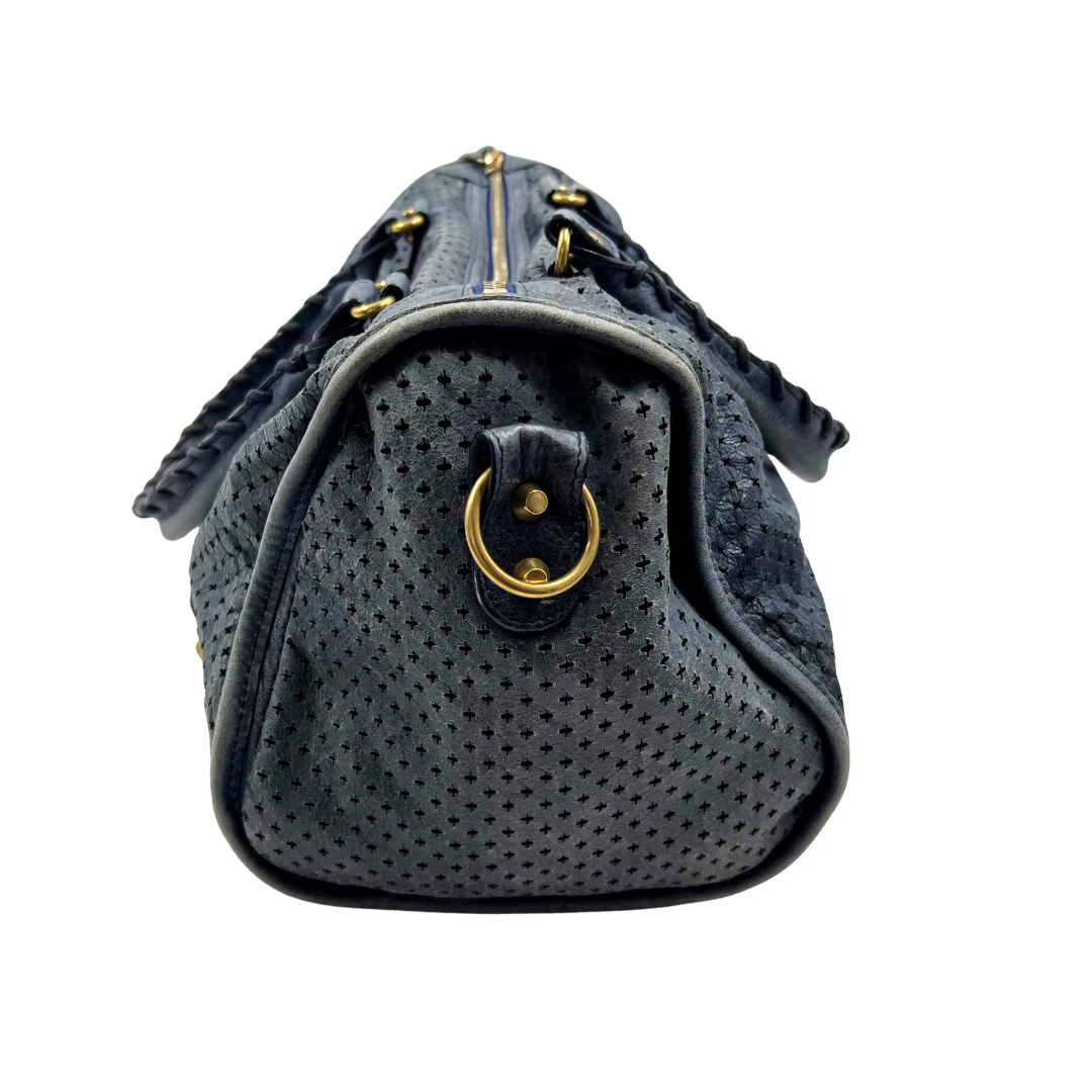 Balenciaga Agneau Classic Gold Hardware Perforated Dot City Atlantique