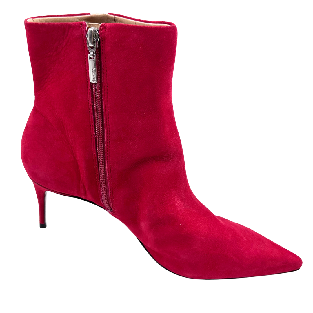 Schutz 10 red/white Suede Booties